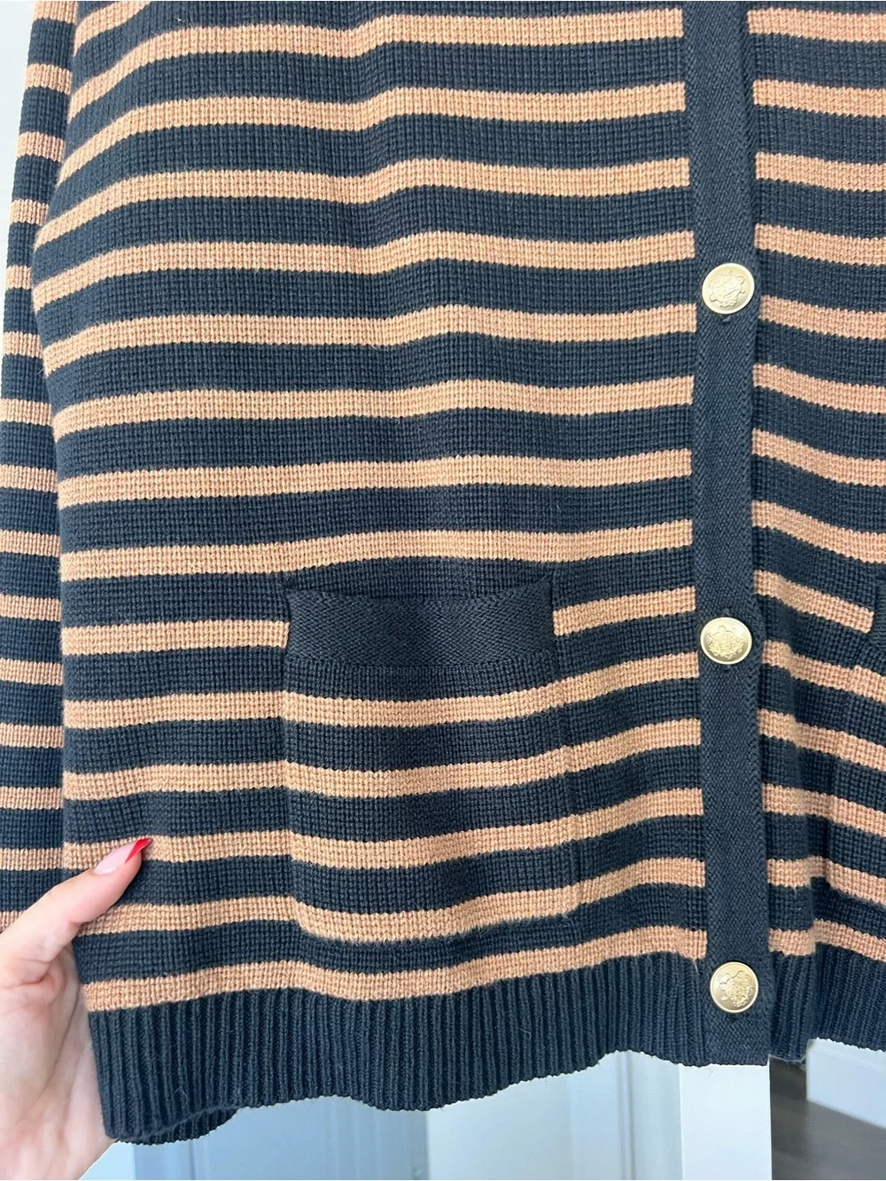 J.Crew Emilie Sweater Lady Jacket Black & Brown Stripes Size 2XL